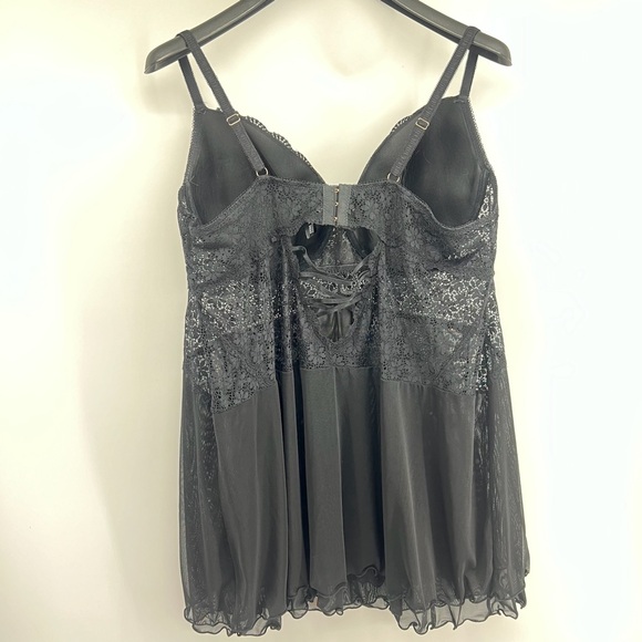 Rene Rocs Black Intimates Sz 3X Sleepwear Lace Trimmed Sheer - Picture 4 of 12